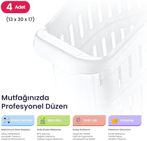 Alternative view of Hobby Life Orgamix 4’lü Dar Buzdolabı ve Dolap İçi Düzenleyici Set – Hava Alan Kanallı, Sebze ve Meyve Sepeti