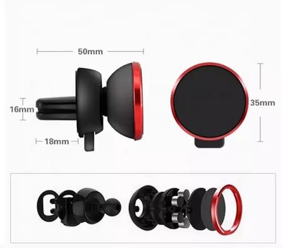 Araç Telefon Tutacağı Güçlü Mıknatıs / 360° Dönme/Metal Gövde, Manyetik Cep Telefonu Tutacağı, Tüm Telefonlar için Gösterge Panelinde Yapıştırma, 6 Mıknatıslı Son Teknoloji, Kırmızı
