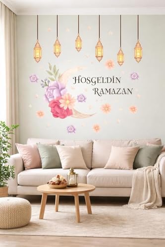 Sticker Hoş geldin Ramazan Dekorlu Ahşap Kapı Süsü, Ramazan Süsleri, Ramazan Tavan Süsü Ramazan Dekorasyon - Görsel 3