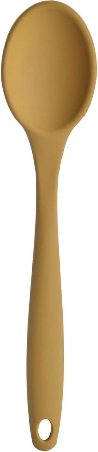 Alternative view of Silikon Servis ve Yemek Hazırlama Kaşığı, Yumuşak Uç, Komple Silikon, 27 cm, Sarı Kaşık, Yanmaz Yapışmaz, Tencere Çizmez, 1 Adet