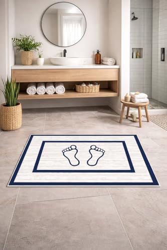 Alternative view of Kaymaz Banyo Halısı, Ayak Desenli, Su Emici Süngerli Yüzey, Makinede Yıkanabilir, Modern Stil, Sarı, 40x60 cm