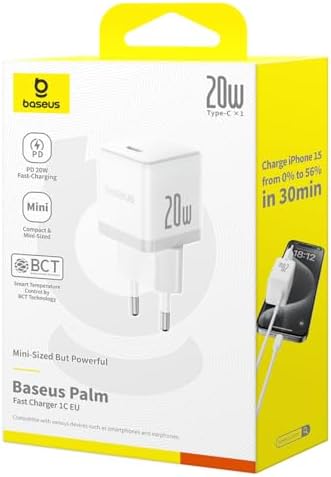 20W Hızlı Şarj Cihazı, Palm 1C USB-C Duvar Adaptörü, BCT Soğutma Teknolojisi ve Akıllı Çip Koruması, Kompakt Şarj Başlığı, Beyaz - Görsel 2