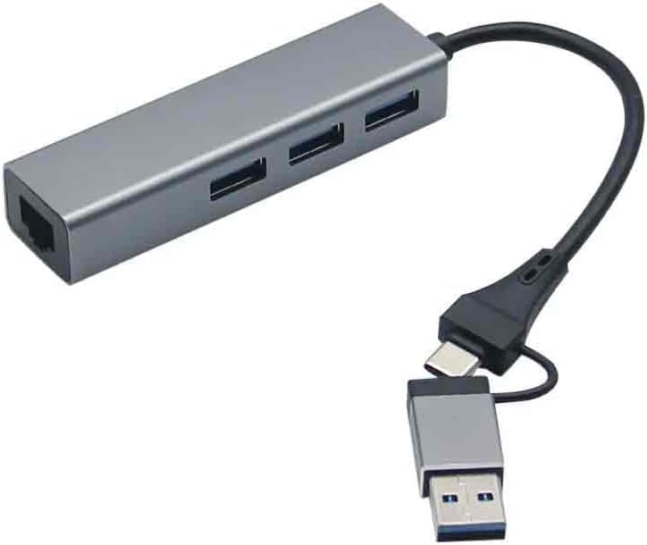 Alternative view of 1000 Mbps Gigabit USB-C ve USB-A Girişli 4 Port USB 3.0 Hub Gigabit Ethernet Adaptörü – 1000 Mbps Kablolu İnternet, 5Gbps Veri Aktarımı, Çoklu Bağlantı Desteği, Kompakt ABS Gövde | ZR1109