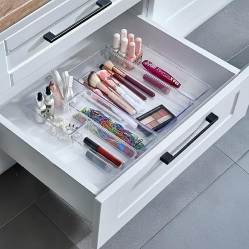6 Parça Şeffaf Çekmece Düzenleyici Seti – Makyaj, Mutfak ve Ofis İçin Çok Amaçlı Organizer Kutuları | Kaymaz, Dayanıklı, Modern Organizer Set - Görsel 3