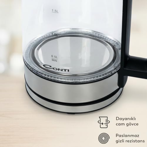 Alternative view of CK-252 Excellent Kettle 1.8 L Cam Gövdeli Su Isıtıcı | 2200W Hızlı Kaynatma | LED Aydınlatmalı | Paslanmaz Çelik Taban | Otomatik Kapanma | Gold