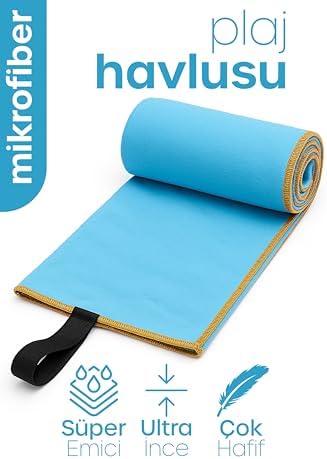 Unisex Mikrofiber Plaj Havlusu 80x130 cm Yumuşak Dokulu Deniz Banyo Sporcu Havlusu Large Boy (Turkuaz)