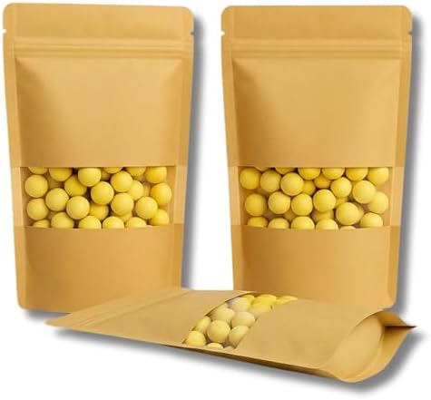 Kraft Pencereli Doypack Kilitli Stand Up Pouch, Gıda Uyumlu, Yeniden Kapanabilir Zipli (100, 11x18,5) - Görsel 3