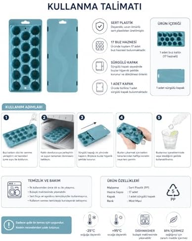 Buz Kalıbı Tekli, Sürgülü Kapak Sert Plastik 17 Hazneli İkiz Buzluk Seti, Buzluk, Buz Kabı, Buz Haznesi, Buz Kalıpları, Buz Tepsileri, Buz, Buz Yapma Kalıbı, Çok Amaçlı Buz Küpü Kalıbı