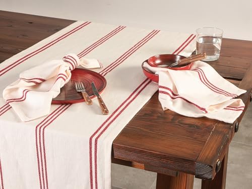 Chantilly Kırmızı Çizgili Pamuk Runner 50x150cm - Görsel 3