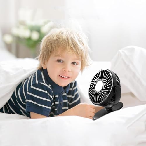 Şarjlı USB Mini Klipsli Vantilatör Fan - 3 Kademeli - 360° Hareketli - Bebek Arabası, Ofis, Masaüstü, Kamp Kullanımı İçin Uygun - Sessiz ve Taşınabilir - Asorti Renk