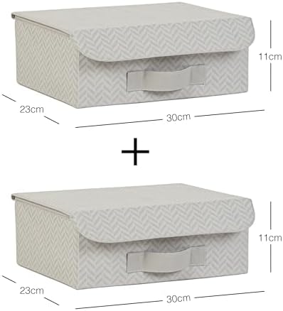 2'li Gri Balıksırtı Kapaklı Kutu Set 30 x 23 x 11 cm - Görsel 3