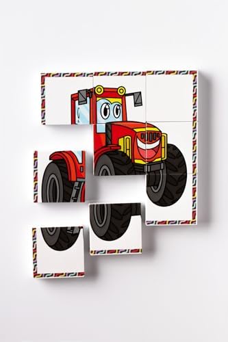 Manyetik Blok Çift Taraflı 9 Parçalı Mıknatıslı İTFAİYE - TRAKTÖR Puzzle - 2 Görsel YapBoz
