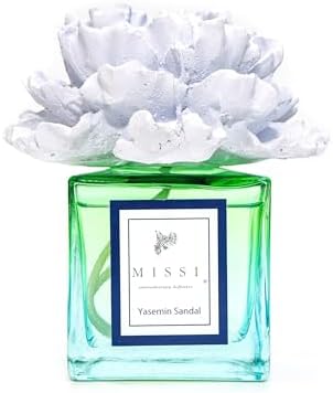 220 ml Degrade Mavi Şişe Seramik Taşlı Yasemin Sandal Oda Kokusu - Görsel 3