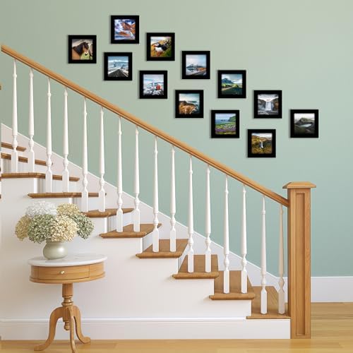 4x4 Picture Frame with Polished Plexiglass - Set of 12 - Signature Collection - Picture with Engineered Wood - Square Frame for Tabletop and Wall Display - Black - Görsel 3