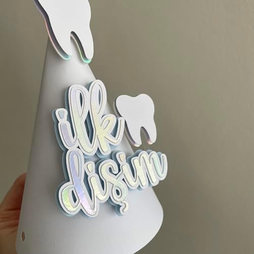 Alternative view of wenucapartyshop İlk Diş Bebek Parti Şapkası, El Yapımı Kağıt İlk Dişim Kutlama Şapkası