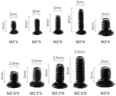 HTF 500 Adet Mini KM Vida Seti M2/M2,5/M3mm Siyah Yıldız Kafa 50 Şer Adet 10 Çeşit Şeffaf Çantada - Görsel 3