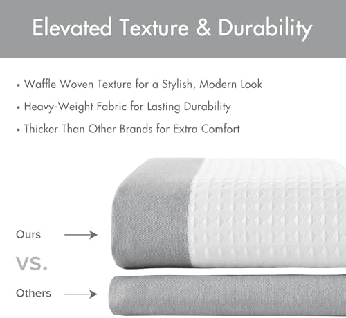 Alternative view of Park Spa-Waffel duş perdesi, masif mikrofiber dokuma, 3M Scotchgard su geçirmez işleme, modern ev banyo dekorasyonları, 183 x 213 cm, gri