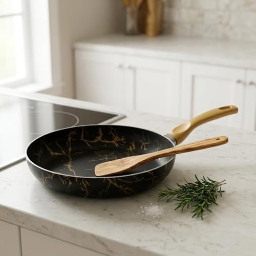 Alternative view of Desert Maxi Tava Siyah Gold Desenli Şık Tasarımlı Geniş Pişirme Tavası 26 Cm - 28 Cm Ölçü Seçenekleri (26 CM)