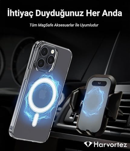 iPhone 14 Pro Max MagSafe ile Uyumlu ŞEFFAF, Manyetik Kılıf, Kablosuz Şarj Desteği, Ultra Berrak Kapak, 1'e 1 Uyumlu, Çevre Dostu Malzeme, Güçlü Koruma, Optimal Case (Şeffaf) - Görsel 3