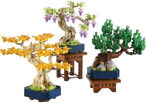 Mini Bonsai Ağaçları 10373 – Bitki Tutkunu Yetişkinler için Ginkgo, Wisteria ve Siyah Çam Ağaçlarından Oluşan Dekoratif Bitki Modeli, Yaratıcı Hediye Fikri (709 Parça) - Görsel 3