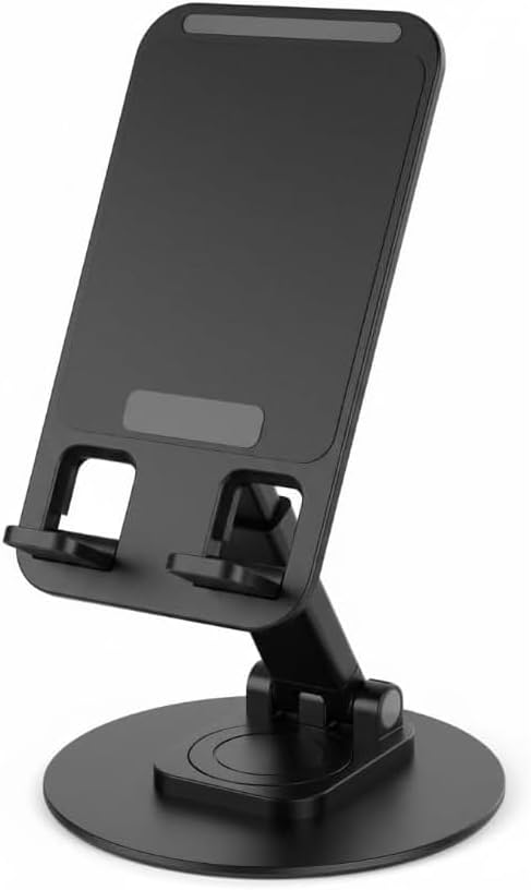 Ayarlanabilir Masaüstü Telefon ve Tablet Standı – Kaymaz Silikon Destekli, Yükseklik ve Açı Ayarlı, Katlanabilir Metal Tutucu, Evrensel Uyumlu, Siyah - Görsel 2