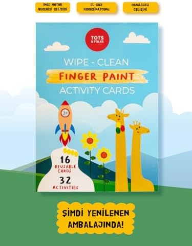 Alternative view of TOTS & FOLKS Silinebilir Parmak Boyası Aktivite Kartları - Wipe Clean Finger Paint Activity Cards - Fingerprint Activities - 16 Kart 32 Aktivite, Yeniden Kullanılabilir, 3 Yaş ve Üzeri
