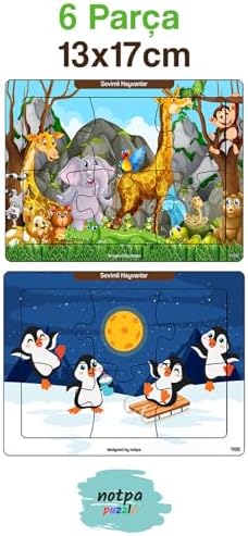 Çocuklar İçin Eğitici Ve Öğretici Ahşap 6 Parça 13x17 Renkli Puzzle 6'lı Set-606, 8692016027168 - Görsel 2