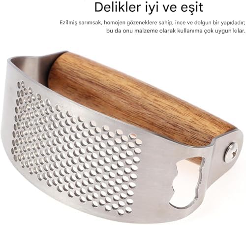 Paslanmaz Çelik Sallanan Sarımsak Ezeceği - Ergonomik Saplı Pratik Sarımsak Ezici, Modern Mutfak Gereçleri El Tipi Ezme Aleti ve Püre Yapıcı - Görsel 3