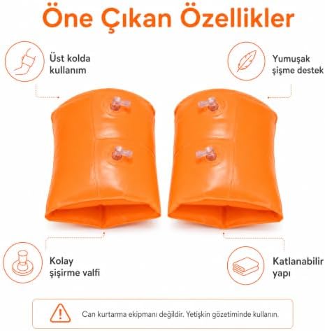 Çocuk Şişme Yüzme Kolluğu, 1-6 Yaş İçin Şişirilebilir Deniz ve Havuz Kolluğu, Çift Hava Valfli, Hafif ve Taşınabilir Yüzme Yardımcı Kolluk - Görsel 3