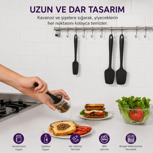 Alternative view of 6 Parça Silikon Mutfak Gereçleri Seti, Isıya Dayanıklı Spatula, Fırça ve Kaşık Seti, Yapışmaz Tencere Dostu, Kırmızı, Siyah, Mor ve Koyu Füme Renk Seçenekleri (Koyu Füme)