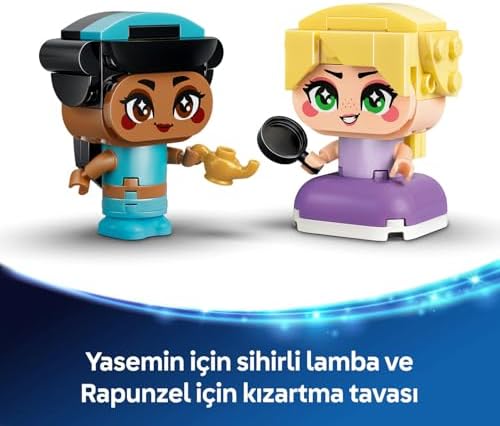 Princess Mini Yasemin ve Rapunzel 43303 – 5 Yaş ve Üzeri Çocuklar için Karakterlerin Sihirli Lamba ve Tava Aksesuarlarını İçeren Yaratıcı Oyuncak Yapım Seti, Hediye Fikri (59 Parça)