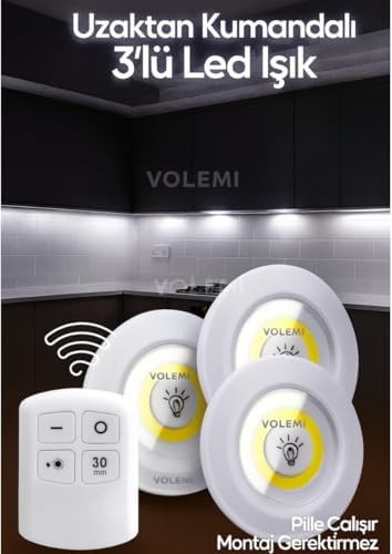 Alternative view of AKSU VOLEMİ LED IŞIK UZAKTAN KUMANDALI KONTROL SET OF 3 V-3+1