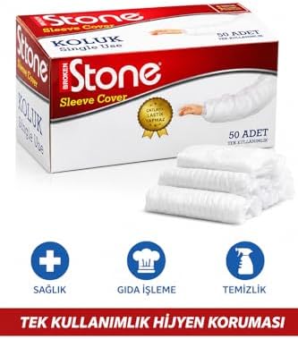 Stone Tek Kullanımlık Kolluk – 50 Adet, Lastikli Hijyenik Koruyucu Kolluk, Gıda Üretimi, Temizlik ve Sağlık İçin Tek Kullanımlık Sleeve Cover - Görsel 3