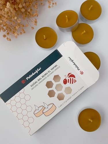 (6 Adet) Tealight Mum Doğal Petek Balmumu mum Standart Boy