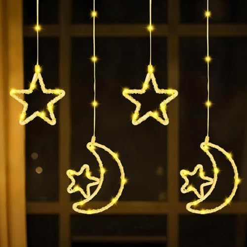 Alternative view of Su Geçirmez 3 Metre Led Işıklı Ay ve Yıldız Işık Zinciri Dekoratif Fişli Aydınlatma Ev Dekorasyonu Salon Oda Merdiven Balkon Süslemeleri için Yılbaşı Eğlence Doğum Günlerine Özel Aydınlatma