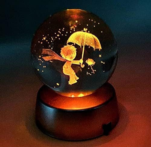 Senon Küçük Prens Şemsiyeli Kristal Cam Küre Renk Değiştiren LED Işıklı Gece Lambası Dekoratif Hediyelik - Görsel 3