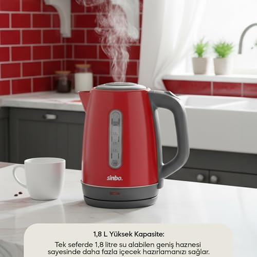 SK-8031 Su Isıtıcı Kettle – Paslanmaz Çelik, 1.8 L, Inox, Otomatik Kapanma (Açık Gri) - Görsel 3