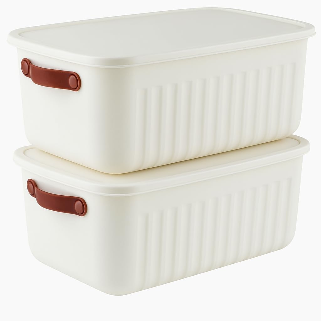 Alternative view of 2'Li Kapaklı Saklama Kutusu Seti -10 Litre – Turuncu -Taşınabilir Kulplu, Dolap İçi Düzenleyici, Çok Amaçlı Organizer Kutu, Oyuncak & Kıyafet Kutusu