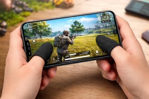 Mobil Oyun Parmak Kılıfı, Yüksek Hassasiyetli Dokunmatik Parmak Kolu, Terletmeyen Kaydırmaz Gamer Finger Sleeve, FPS PUBG Oyun Aksesuarı, Telefon Tablet Uyumlu - KP01 (İki Çift - Siyah)