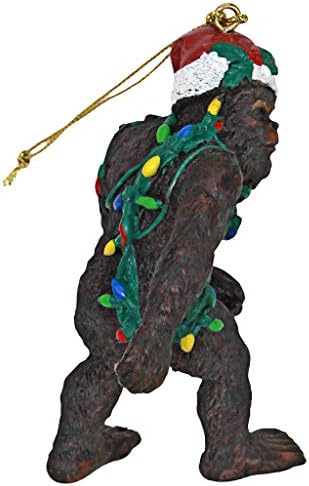Design Toscano Bigfoot, Noel Yeti Sabta'nın Şapkalı Komik Noel Ağacı Dekorasyonu, Poliresin, Tam Renkli, 7,5 cm
