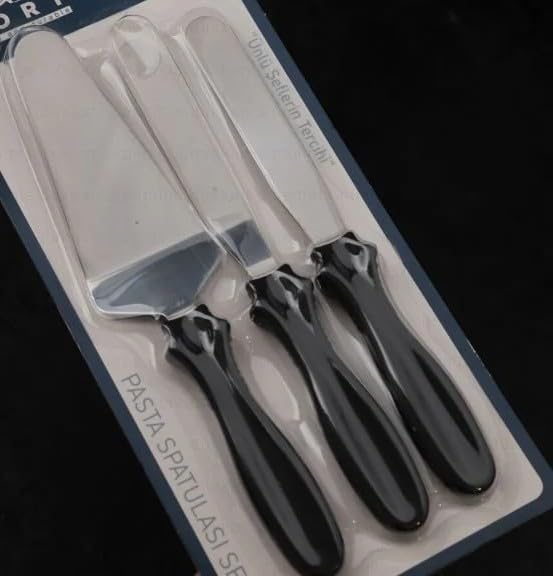 3'lü Profesyonel Pasta Spatula Seti, Siyah Ergonomik Saplı, Kek Kreması Sürme ve Dekorasyon için Mutfak Aletleri Pasta Süsleme Spatulası