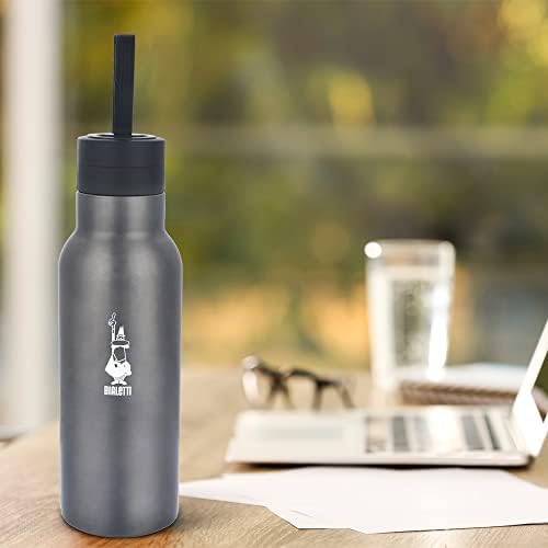 Alternative view of - Termal Şişe - 500mL - Koyu Gri Renk - Paslanmaz Çelik - Çift Katmanlı - 12 Saat Sıcak 24 Saat Soğuk Tutar - Hava Geçirmez Vidalı Kapak Özelliği - Özel Silikon Conta Sayesinde Sızdırmaz Şişe