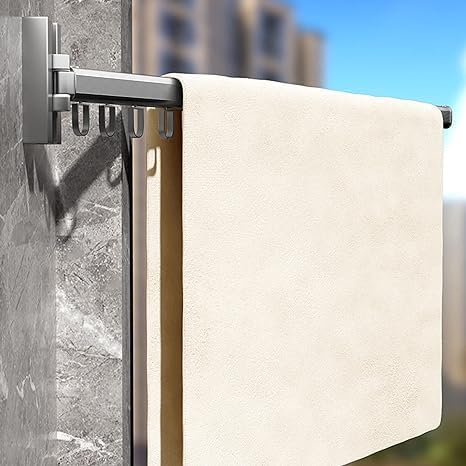 Alternative view of Çamaşır Kurutma ve Elbise sergileme saklama aparatı,360° Dönebilen Katlanabilir Alüminyum Duvar Montajı, Banyo mağaza işletme ve Balkon için