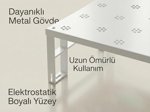 Alternative view of 3'lü Dolap İçi Düzenleyici Raf - Mutfak Dolabı ve Tezgah Üstü Raf Yükseltici - Tabak, Bardak ve Baharat Organizeri - Beyaz