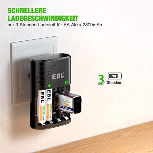 EBL NI-MH AA/AAA ve 9V Piller İçin Hızlı Şarj Cihazı - 4 Yönlü LED Ekranlı Şarj Cihazı 6802