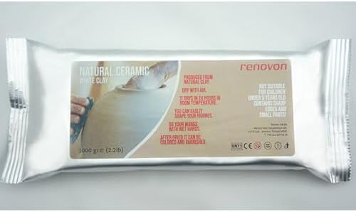 Alternative view of Seramik KİL Hamuru, Beyaz 1000 gr(1 KG) Fırınlamaya Gerek Olmayan Güzel Sanatlar Figür heykel Modelleme Oyun ve Montessori sınıfları için toksik olmayan doğal Kil