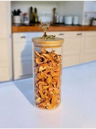 (9X20 Cm) 2 Adet Parlak Şeffaf Renk Geyikli Cam Saklama Kabı Geyik Başlı Y-532,Şeffaf