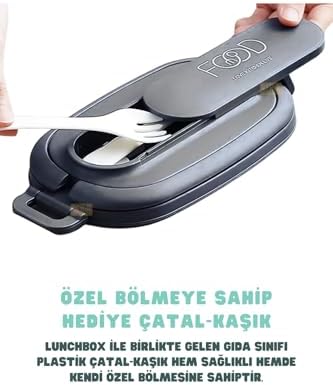 1140ml Lunchbox 2 Katlı 4 Bölmeli Mini Kaseli Çelik Sefer Tası Yemek Kutusu (Kahverengi)