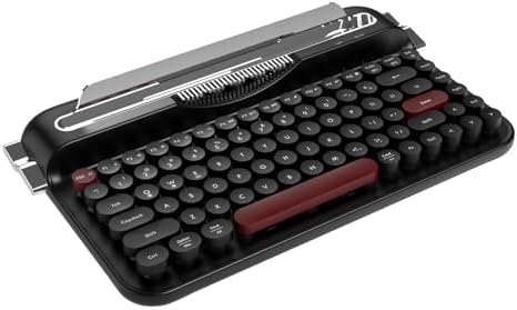 Alternative view of Kablosuz Bluetooth & 2.4G Çift Modlu Retro Daktilo Tasarımlı Klavye – Yuvarlak Tuşlu, Tablet & Telefon Standlı, Ergonomik, Taşınabilir, Pille Çalışan, Sessiz ve Konforlu  AF84 Siyah