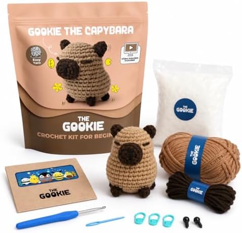 The Gookie Başlangıç Seviyesi Amigurumi Kapibara Örgü Seti, El Yapımı Tığ İşi Oyuncak, Kahverengi, Tam Set Malzemelerle - Görsel 3